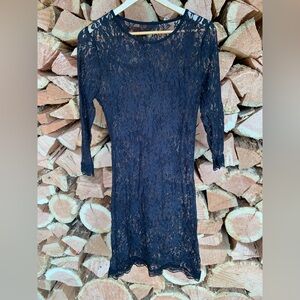 Women’s Large Elegant Black Lace Dress Witchy Goth‎ FairyGrunge WhimsyGoth Sexy